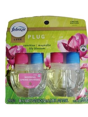 Febreze Luxe Limited Editon Plug "Morning Spring Showers" Scented Oil Refill Duo
